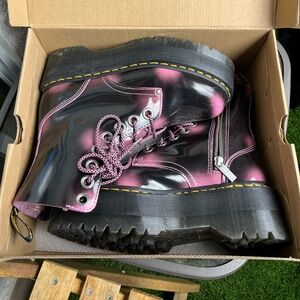Dr Martens Jadon Max Boots Fondant Pink Leather Side Zip Platform WOMEN’S 8